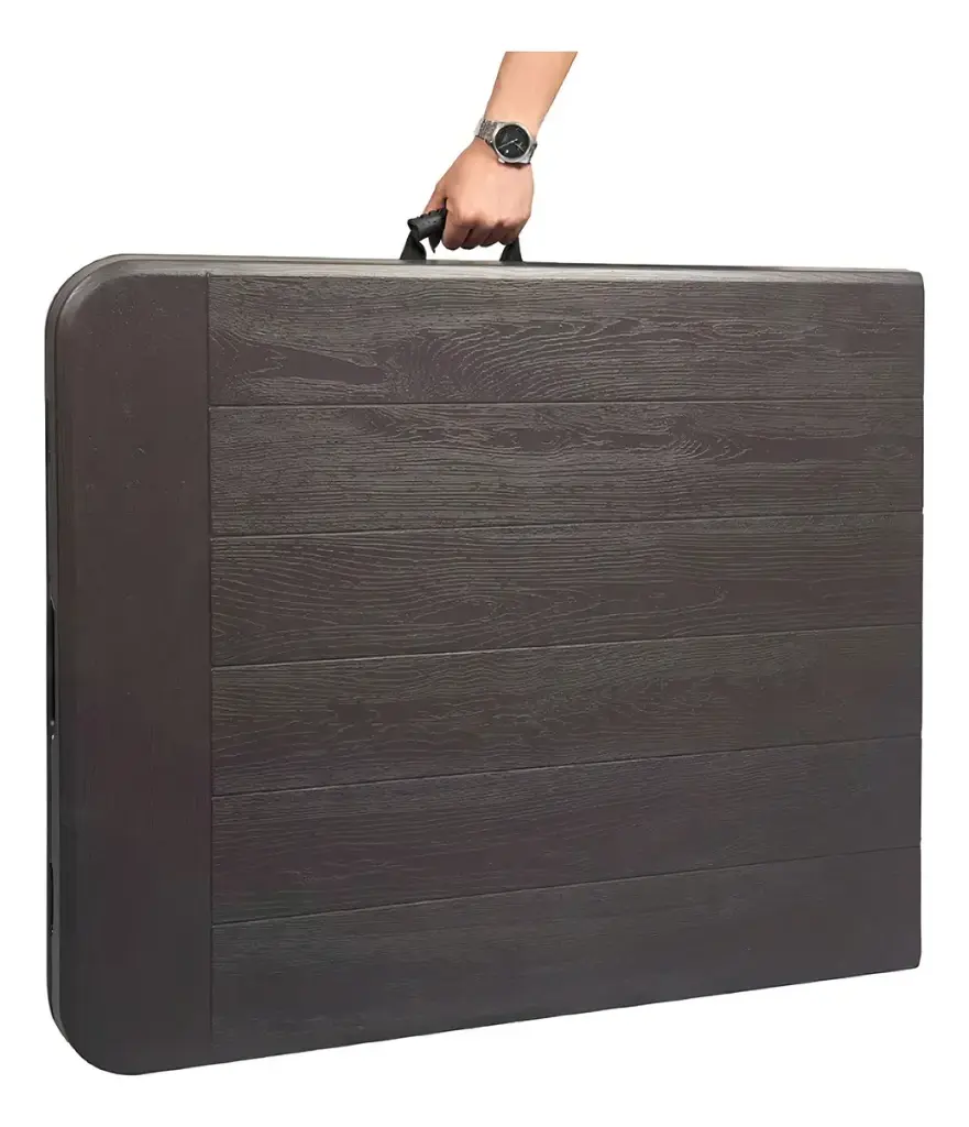 MESA PLEGABLE ONEBOX SIMIL MADERA NEGRA MATE TIPO VALIJA 1,80M