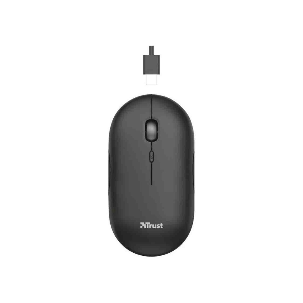 MOUSE TRUST PUCK NEGRO BLUETOOTH RECARGABLE