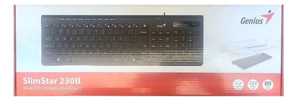 Teclado Genius Slimstar 230 Ii Black Usb Delgado Minimalista Negro