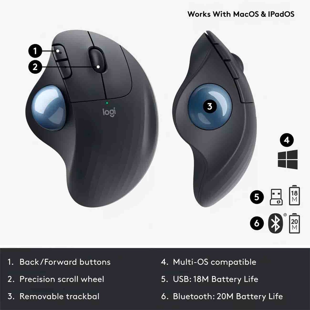 MOUSE LOGITECH M575 TRACKBALL ERGO BS