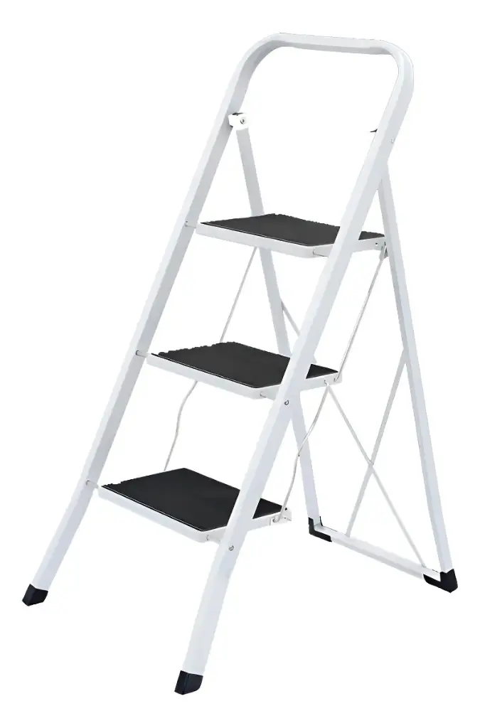 Escalera Onebox Plegable 3 Escalones Antideslizante Color Blanco